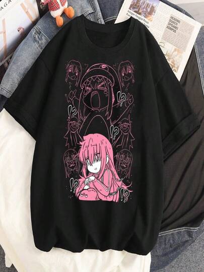 Bocchi the Rock Camiseta Adolescente 2000 Kawaii Grunge 80 Punk Vintage Camiseta Gótica Hip Hop Y2k Punk Classic Grunge