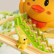 Automatic Stair Climbing Duck Slide Track Toy Set, Duck Roller Coaster Slide With Lights And Music, Children's Educational Duck Slide Toy, Ideal Gift For Halloween, Christmas, New Year (Batteries Not Included) - Multicolor - View 5