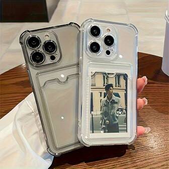 带卡槽的透明 TPU 保护手机壳，适用于 iPhone17、iPhone17 Pro Max、iPhone16、iPhone16 Pro Max、iPhone15、iPhone15 Pro Max、12 Pro Max、13 Pro Max、14 Pro Max、13、14、11、12 Pro、14、iPhoneXS8P、78GES2、三星 A56、A55、A36、A13 4G、A22、A21S、A51 4G