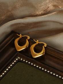 MiDuoDuo 1 pereche cercei stud din aur de 18K personalizați în formă de C, din oțel inoxidabil, cu linie răsucită, design de nișă, model geometric, pentru femei, purtare zilnică versatilă