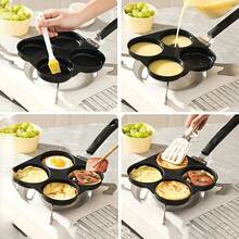 4-Cup Capacity Non-Stick Mini Pancake Pan, 4-Slot Griddle With Handle, Ideal For Eggs, Sandwiches And Pancakes, Suitable For Gas And Induction Cooktops (Black). Essential For Cooking Enthusiasts, Also Great For Christmas And Halloween Parties. Cookware. Kitchen Utensils - Multicolor - View 9
