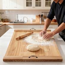 Noodle Board Stove Cover 30" X 22" Pine Panel Wood Cutting Board Stover Top Cover With Handles, Suitable For Electric Stove, Gas Burners, Sink Cover, RV - Pine Wood - View 2