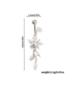 1-2枚优雅立方氧化锆花朵造型肚脐环，适合女性日常佩戴、约会、派对等场合。 - 彩色 - 查看 3