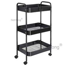 Folding Trolley Cart Shelf Storage Rack Rolling Office Wheels Metal 3/4/5 Tier - Black - View 25