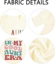 Crew Neck Hoodie, Simple Solid HoodieWomens Auntie Sweatshirt Oversized In My Cool Aunts Era Crewneck Sweatshirts Letter Print Long Sleeve Pullover Top - 白色 - 查看 4