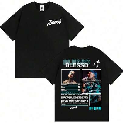 Rapper BLESSD BENDECIDO 2025 Tour T-shirts Men's Clothing Cotton Short Sleeve T Shirt Unisex Fashion 90s Vintage Hip Hop T-shirt