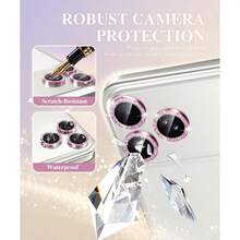 1 Set Camera Lens Protector Film For IPhone 17/16/15/14/13/12/11 Pro Max, [Anti-Drop] [Compatible With Phone Case] [Easy Installation] Camera Screen Protective Film Accessories - Pink - View 4