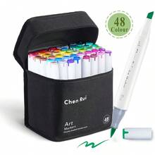 Chen Rui 48/60/80/120/168/180 Colors Dual Tip Art Markers Sketch Pens Brush & Chisel Permanent Marker Pens With Base & Outline Markers Drawing Supplies Kit Perfect For Artist Adults Anime Coloring Sketching Illustrations And Card Making Gift For Christmas New Year Back To School- Refillable
