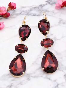1 Đôi bông tai dài đính đá Rhinestone hàn hợp kim đồng thủ công cho nữ - phong cách 1 - Xem 14
