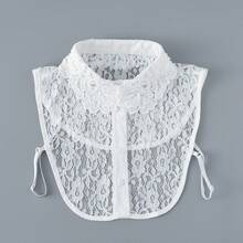 1pc Women's Elegant Black & White Lace Embroidered Detachable Collar, Floral Pattern, Beaded Decor, And Semi-Blouse Design, Versatile Accessory For Autumn/Winter Outfits For Dress For Christmas Decor