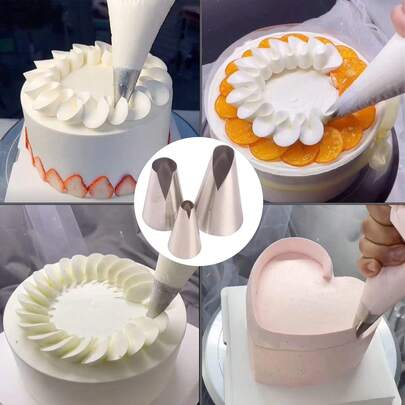 3 piezas Boquillas de acero inoxidable para repostería, boquillas de decoración de pasteles con forma de onda en V, para herramientas de repostería de magdalenas, boquillas de tubería de cocina