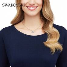 Swarovski SWAN 經典銀天鵝鎖骨鏈銀色鏈條項鍊女母親節禮物聖誕節禮物女友禮物生日禮物時尚項鍊女 - 銀色 - 查看 2