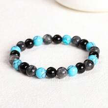 一条8毫米混合珠手链，包含黑玛瑙和黄虎眼石，波西米亚风格，可叠戴，蕴含疗愈石，有助于提升能量和智慧，适合青少年和成人，日常佩戴或节日礼物皆宜。 - 彩色 - 查看 6