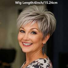 短款精灵短发假发，带刘海 - 直巴西真人发，适合日常佩戴，日常发饰，玫瑰网帽，女士短发假发 - 彩色 - 查看 12