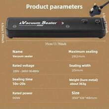 Kitchen mommy جهاز تفريغ الهواء، وظيفة تفريغ الهواء + إغلاق الأكياس، مناسب لحفظ مختلف الأطعمة بتفريغ الهواء، جهاز تفريغ الهواء، سهل التشغيل، مناسب لتخزين الأطعمة الجافة والطرية، جهاز تفريغ الهواء للأطعمة، جهاز كهربائي للمطبخ - قابس المملكة المتحدة (220 إلى 240 فولت) - مشاهدة 12