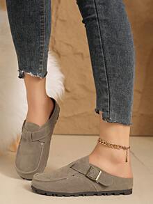 New Autumn Fashion Loafer Mule Slippers - Khaki - View 4