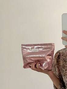 闪亮化妆包，亮片化妆包，金属手拿包，光泽晚宴包，大容量女士旅行收纳包，便携式洗漱包，适合派对、婚礼、日常使用