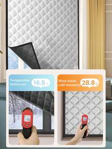 1pc Winter Thermal Curtain – Thick, Windproof, Noise-Reducing & Silent Design, Heat-Up Effect, No-Drill Easy Install For A Warm And Cozy Home - Silver - View 2