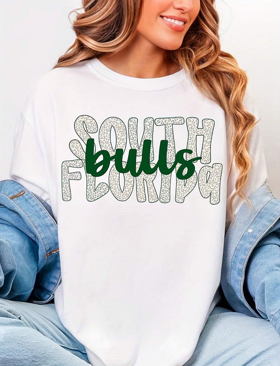 South Florida Bulls Cheetah Print  Tee USF Gameday Shirt220G Heavyweight Cotton T-Shirt For And Wo – Crafted From Thick, Breathable Pure Cotton For Lasting Comfort And Durability. Perfect For Work, Gym, Travel, Casual Outings, Outdoor Sports, And Layering In All Seasons. Great For School, Streetwear, Or Just Relaxing At Home. - trắng - Xem 1