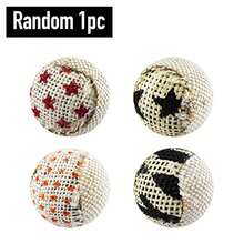 4 件剑麻猫追逐玩具，帆布猫玩具球，互动玩具球，互动追逐球，采用天然剑麻材料制成，猫玩具，适用于猫和小猫