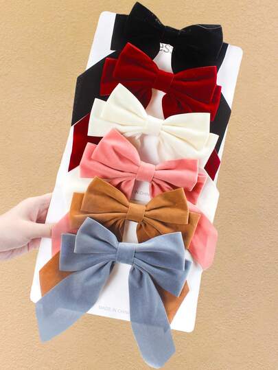 4pcs/Set Velvet Retro Bow Hair Clips, Essential For Christmas And Parties - Suitable For Girls And Women, Velvet Texture With Bow Design, Vintage Elegant, Classic Black, Retro Red, Soft Pink And Other Color Options, Showcasing The Fusion Of Vintage And Fashion. Whether In Daily Life, Work, Shopping, Or At Parties And Dates, It Can Be Easily Styled To Add A Vintage And Refined Touch To Your Outfit., Hair Slide, Hair Barrettes