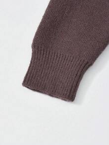 Vintage Design Crew Neck Split Sleeve Loose Pullover Knit Sweater Top For Women, Autumn/Winter - Coffee Brown - View 7