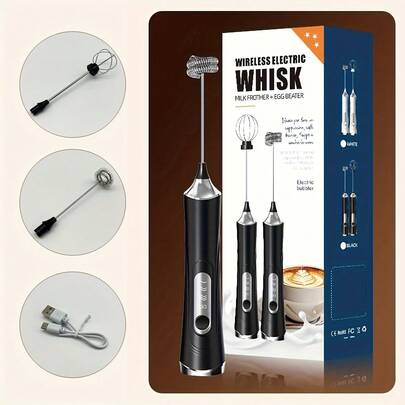 USB充电式电动奶泡器，三档速度迷你奶泡器，适用于咖啡、抹茶、拿铁、卡布奇诺、热巧克力等饮品搅拌，600mAh