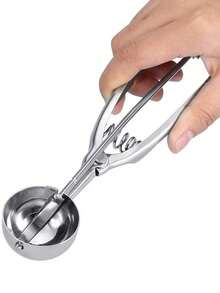 DeTODO cuchara para helado 6 cm diámetro acero inoxidable nieve, utensilio robusto y ergonómico para servir helados, postres y nieve, material de alta calidad fácil de limpiar y resistente al uso intensivo, recomendado en cocinas, restaurantes y eventos, diseño clásico y duradero. - Plateado - Ver 6