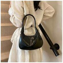 Nuevo Bolso Bandolera Con Cadena Versátil Bolso Media Luna - Negro - Ver 6