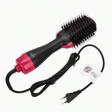 Cepillo rizador de pelo eléctrico Cepillo secador de pelo Peine de aire caliente de 1200 W Peine de aire caliente de 1200 W 2 en 1 ABS - Rosa - Ver 2