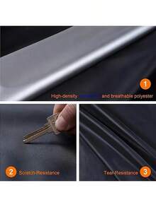 4-Season Silver Coated 190T Polyester Car Cover, Waterproof Dustproof Sun Protection Full Vehicle Cover - Black Silver - View 5