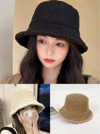 新款时尚个性百搭女帽，适合秋冬春季佩戴，双面可戴的柔软羊毛渔夫帽，时尚小脸渔夫帽，男女皆宜，保暖舒适，冬季必备
