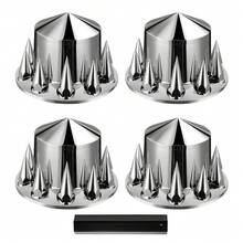 Rear Axle Wheel Covers, Spiked Axle Cover For Semi Truck, ABS Electroplate Rust-Resistant Lug Nut Covers, Universal Fit, Installation Tool Included, Complete Axle Cover Combo Kit - 13.94x9.17 Inches - View 8