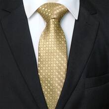 1件/2件/3件/5件 男士金色圓形圖案領帶、口袋巾、銀色領帶夾、袖扣與領口針組合套裝，適用於職場、商務、會議、婚禮、畢業典禮等場合，男士生日禮物配件 - 金色 - 查看 14
