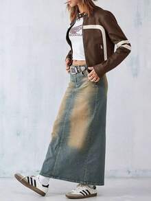 Women's Faux Leather Jackets Zip Up Stand Collar Cropped Viral Must-Have PU Coats Christmas Gift & New Year Gift - 棕色 - 查看 5