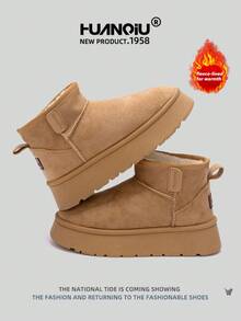 HUANQIU 2025 Nouvelles bottes courtes pour femmes pour l'automne/hiver. Chaussures de sport à la mode multifonctionnelles, légères et confortables avec semelle souple. Chaussures de course décontractées. Bottes cheville femme. Bottes de neige kaki