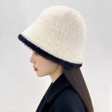 1pc, Ladies' Soft Plush Bucket Hat, Autumn And Winter Warm Headwear, Ladies' Christmas Gift, Charming Outdoor Accessory. Winter Gear