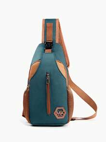 男士撞色胸包，适合健身锻炼、日常通勤、周末短途旅行，休闲运动斜挎包，可调节肩带，韩版时尚小包，热销单肩包，大容量收纳，新款男士胸包，解放双手设计，街头运动风爱好者的理想之选。 - 彩色 - 查看 16