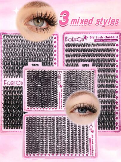 FQBFQB 740 piezas Libro de pestañas individuales 30D 40D 50D 60D 80D Pestañas postizas Rizo D Longitud mixta 8-16 mm, Racimos naturales y esponjosos, Extensión de pestañas reutilizable DIY para principiantes, Racimos de pestañas, Pestañas individuales, Pestañas, Pestañas postizas