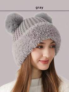 1pc Women's Warm Winter Hat, Thick Knit Hat, Winter Accessory, Hat, Women's Winter Beanie, Hat, Winter Hat, Christmas Hat, Gift For Her, Men's Hat, Suitable For Daily Wear, Commuting Outfit
