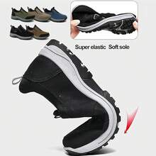 Zapatos ortopédicos Impermeables y Transpirables para Hombre: Zapatillas de Senderismo cómodas y sin Cordones para Exteriores, con Soporte para el Arco, Antideslizantes y Ligeras - Azul - Ver 5