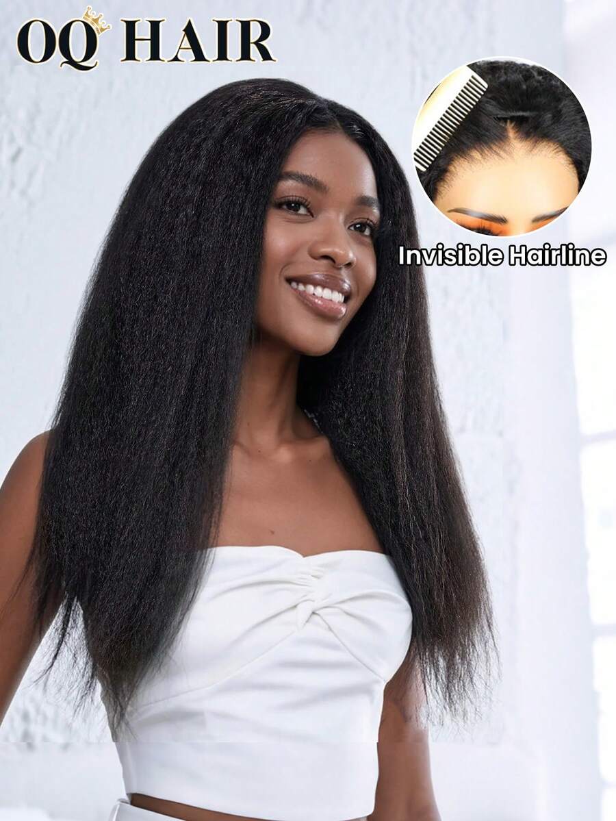 OQ 三合一半假发，卷曲直发可选，弹性贴合，佩戴方便，带抽绳，自然发际线，新手友好，无缝翻转式假发，自然色，高品质，180%密度，14-16英寸波波头，18-28英寸长发，无需胶水，无蕾丝，半假发。