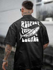 Respect The Locals 100% Cotton 30.1 Combed Men's Printed T-Shirt - 黑色 - 查看 3