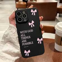 Funda creativa para teléfono, patrón de lazo rosa, funda para móvil decorada con una cita inspiradora y diseño lindo, adecuada para los modelos  16, 15, 14, 13, 12, 11 Pro Plus Promax, material TPU, protección a prueba de golpes. Es un gran regalo para familiares, amigos, niños, cumpleaños, días festivos del Festival de Primavera, novios, novias y San Valentín. Funda suave a prueba de golpes para chicas y mujeres. - 1 pieza - Ver 7