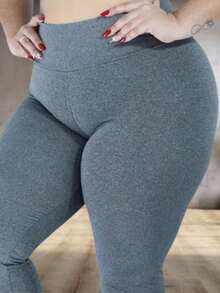 KIT 2 Plus Size Women's Leggings, Flannel, High Waist And Zero Transparency, From G1 To G5 - 棕灰色 - 查看 3
