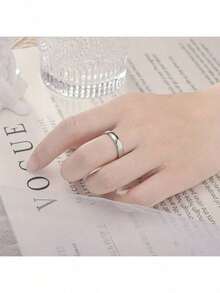 4mm Titanium Steel Plated S925 Silver Plain Ring, Non-Fading Wedding/Engagement Ring, Fashionable & Elegant Jewelry Gift, Eternal Style, Suitable For Casual Wear And Party, Christmas, Birthday, Holiday, Best Friend Gift - Silver - View 5