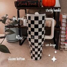 HYDRO-Jug Tumbler Water Bottle, Leak-Proof Travel Mug, Suitable For Coffee, Cold Drinks And Daily Use - Lưới đen trắng - Xem 3