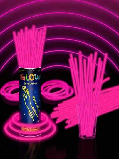 50/100 pezzi Bastoncini luminosi rosa, decorazioni luminose per feste, brillano continuamente per 8~12 ore, luminosi al buio, illuminano i gadget per feste, braccialetti, collane, neon, bastoncini luminosi per feste di matrimonio, colore più luminoso, adatti per feste, bar, discoteche, forniture per feste luminose. Regalo di Capodanno, Natale, decorazioni natalizie, decorazioni natalizie per la casa, regali di Natale.