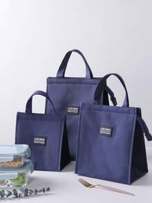 1/3 Peças Bolsa Térmica para Almoço Azul Marinho, Adequada para Adultos, Bolsa Térmica Reutilizável e Fofa para Almoço - Bolsa Térmica Isotérmica à Prova de Vazamentos, Grande Capacidade, Ideal para Trabalho/Viagem/Recipiente de Almoço Frio para Escritório, Bolsa Térmica para Almoço, Bolsa Térmica Isolada, Bolsa Térmica Refrigerada, Lancheira para Mulheres, Homens, Essenciais de Viagem - Multicolorido - Visão 2