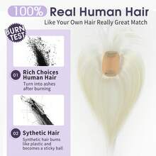 5x9cm Human Hair Topper Hair Piece Top Base Middle Part With Bangs 10 Colors Available For Women Hair Loss Or Bangs HairStyle - S1001 - View 3